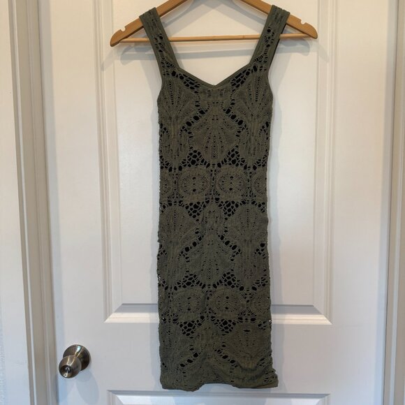 FREE PEOPLE INTIMATELY Sweetheart Bodycon Midi dress olive green black size XS/S - Picture 2 of 6